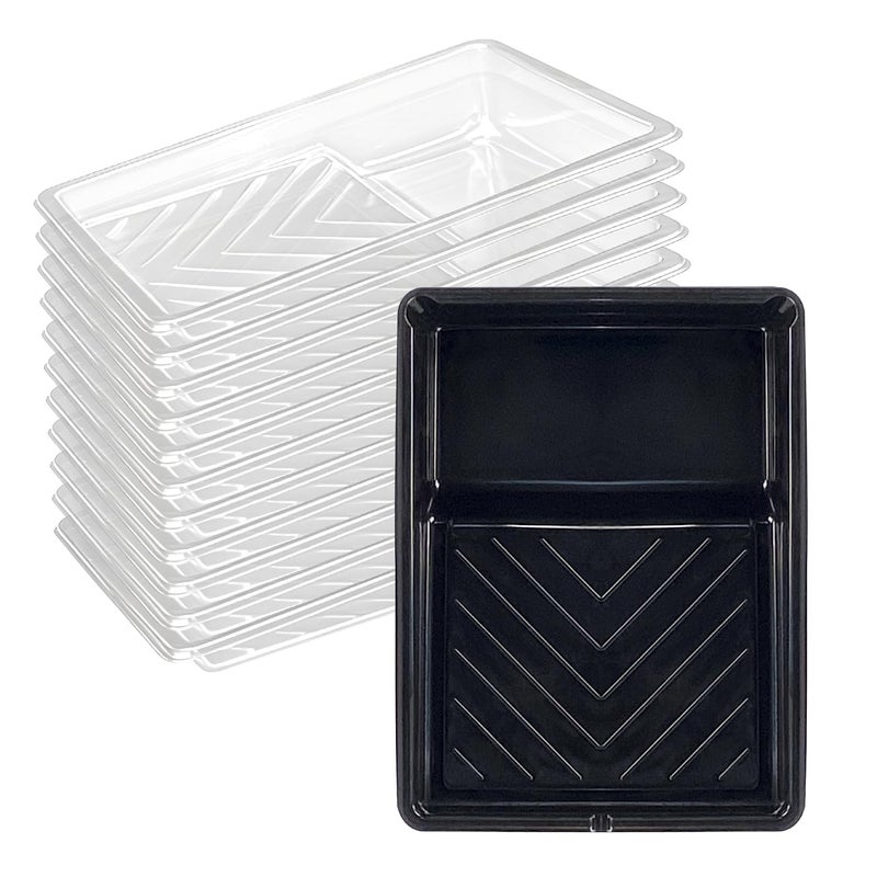 Greatandrew Great Andrew 12 Pack Paint Tray Liners 7 Inch, 1 PC Sturdy Plastic Tray with 11 PCS Disposable Paint Tray Liners, Paint Roller Trays, Paint Pan Liners for DIY Painting Projects, Walls, Furniture - Image 1